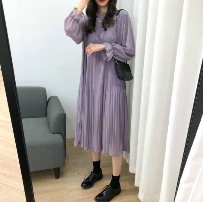 4color レディース ワンピース ロングワンピース ロング丈 シアー 袖 ボリューム シフォン