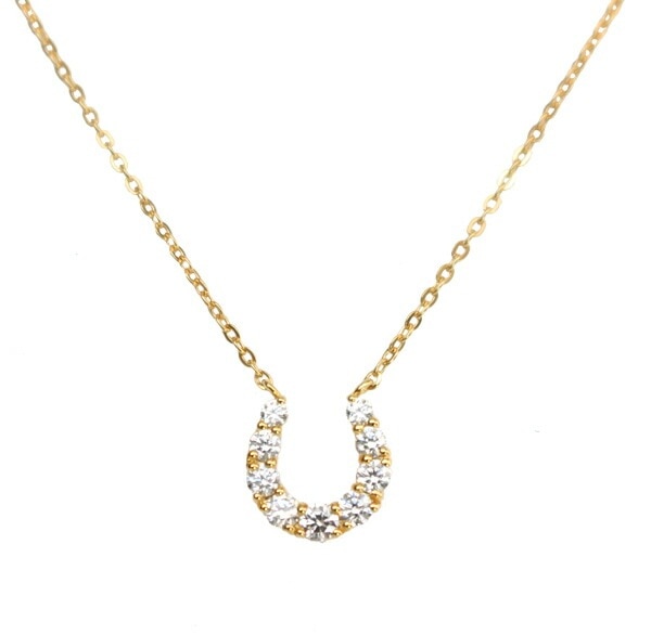 リボン済＆紙袋 ネックレス 正規品 レディース 馬蹄モチーフ ネックレス シルバー素材 ペンダント キュービックジルコニア 祝い