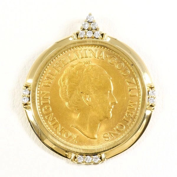 オランダ ウィルハルミナ女王 10ギルダー コイン K21.6YG ペンダントトップ 【中古】
