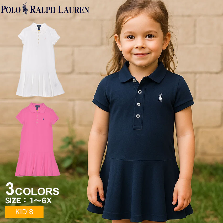 ストレッチコットンメッシュポロドレス 312624740 キッズ ジュニア 子供 ポロシャツワンピース ワンピ シャツワンピ 半袖 襟付き 衿付き 刺繍 ブランド ロゴ シンプル