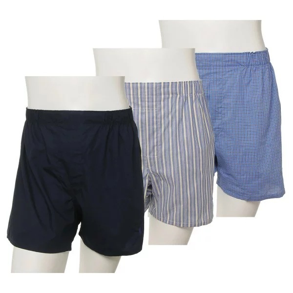 インナー パンツ 下着 3枚セット トランクス TRUNKS NCWBP3 3ZT STRIPE PLAID NAVY ブルー マルチカラー メンズ