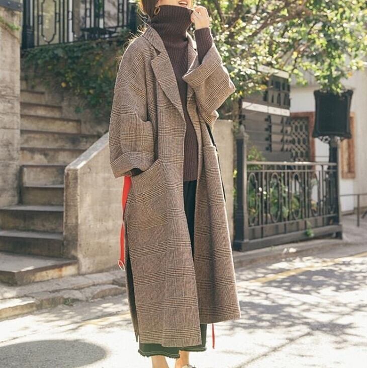 レディース 羽織り コート アウター オーバーサイズ チェスターコート チェック柄 ロング インスタ映え 可愛い かわいい 韓国 かっこいい カジュアル 大人 上品 シンプル クラシック lout06