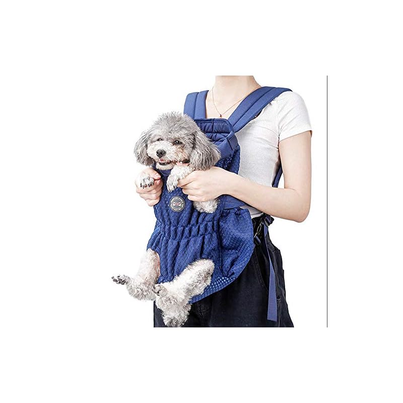 犬用 だっこひもペットキャリーバッグ 首にやさしい スリング犬用 猫用 おんぶひも アウトドア 旅行 災害用 お出かけ便利 両手解放 調整可能 弾性満々通気よい(Ｌサイズ4-10ｋｇまで対応,ブルー