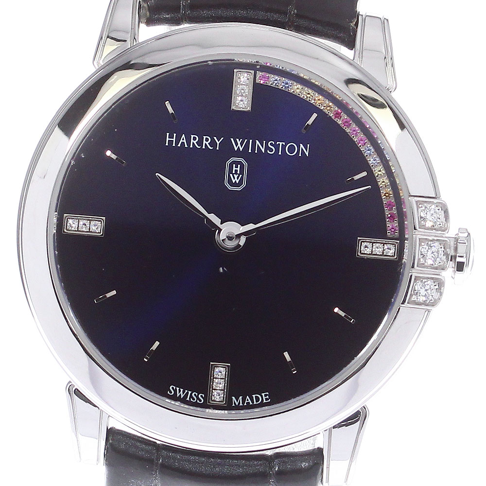 ハリーウィンストン HARRY WINSTON 083819 ミッドナイト K18WG クォーツ レディース 箱付き_722920【中古】