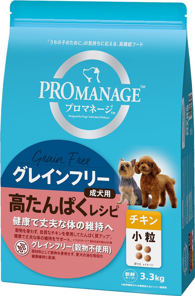 （まとめ買い）マース プロマネージ グレインフリー 成犬用 高たんぱくレシピ チキン 小粒 3.3kg 犬用フード [x3]