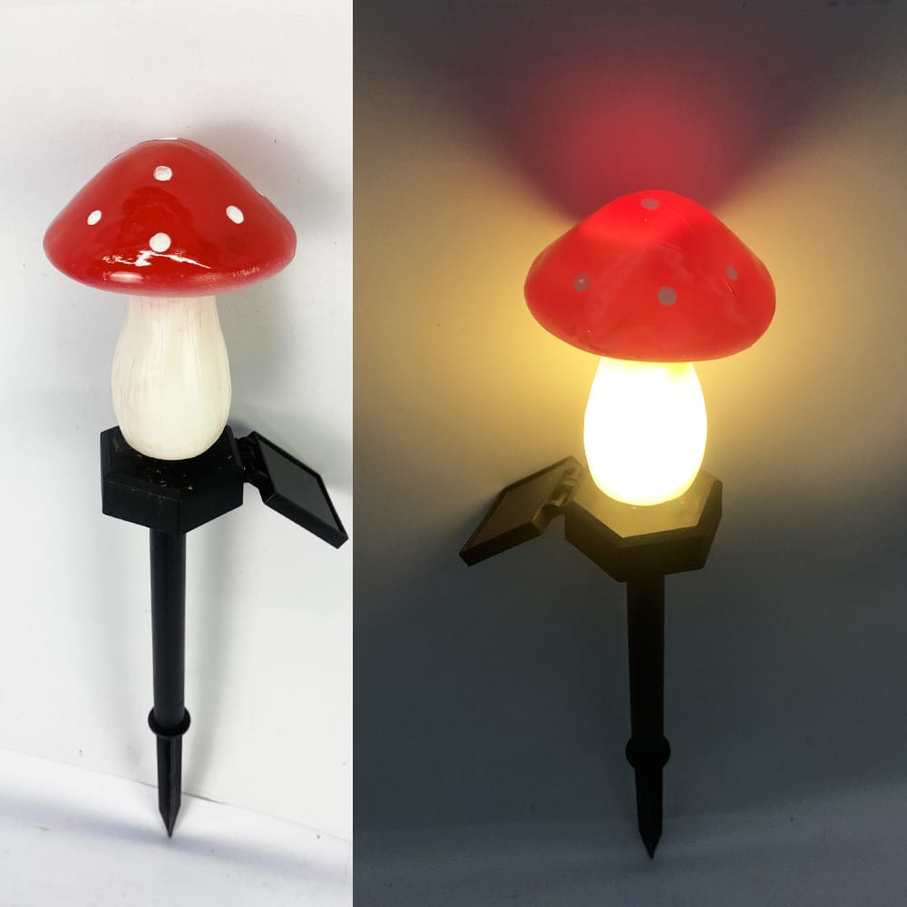 「10％OFFクーポン配布中」【二本セット】ソーラー LED キノコ妖精ライト 埋め込みライト 屋外ガーデンデコレーションライト マッシュルームライト イルミネーションライト ソーラーパネル付き 環境