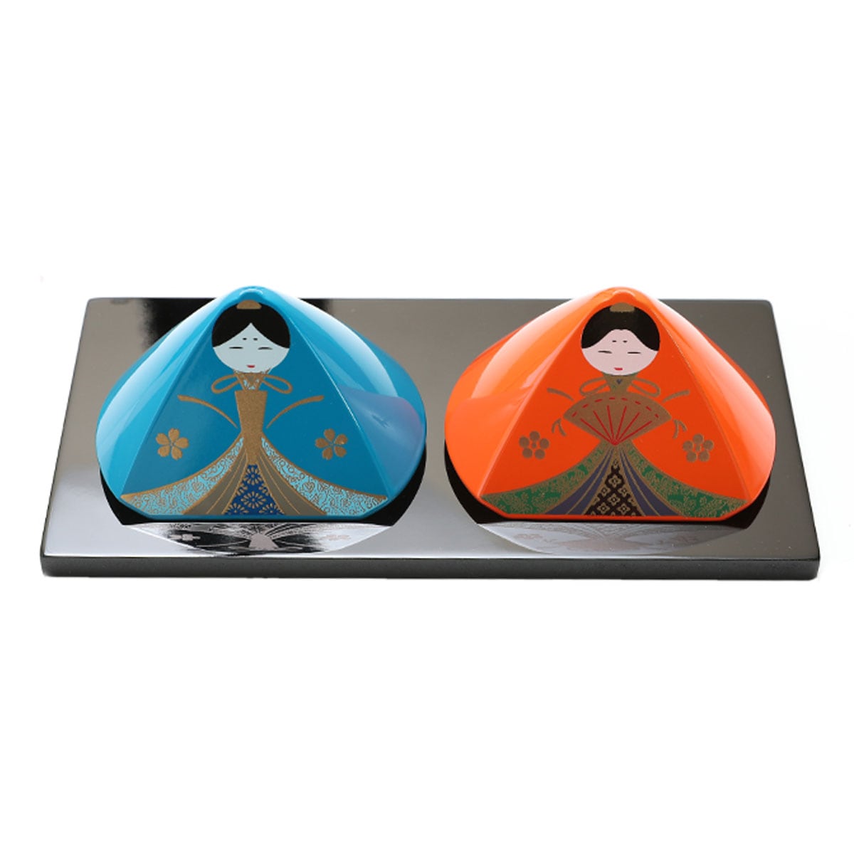 紀州塗り　福びなさん（小）　（塗り敷板付）