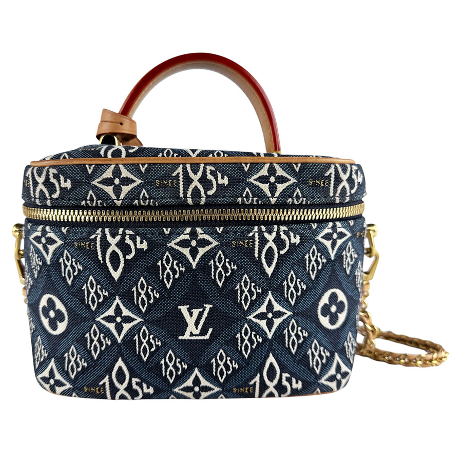 ルイ ヴィトン LOUIS VUITTON ハンドバッグ ショルダーバッグ Since 1854 ヴァニティバッグ NV ファブリック ネイビー ゴールド レディース M57403 z10097