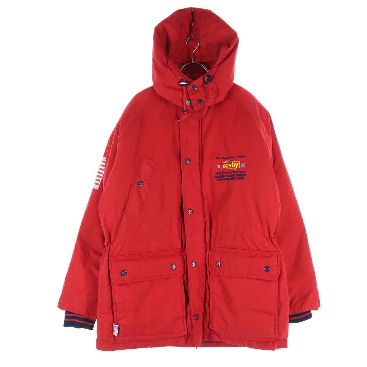 90s オールド 刺繍 中綿ジャケット M レッド メンズ 古着