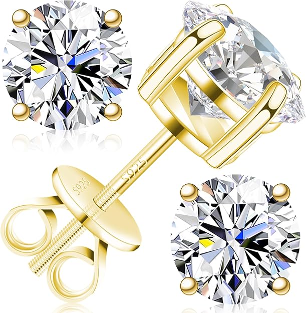 男性用モイサナイトイヤリング男性用0.2ct-3.0ct男性用925スターリングシルバーイヤリング女性用ラウンドカットダイヤモンドスタッドイヤリング