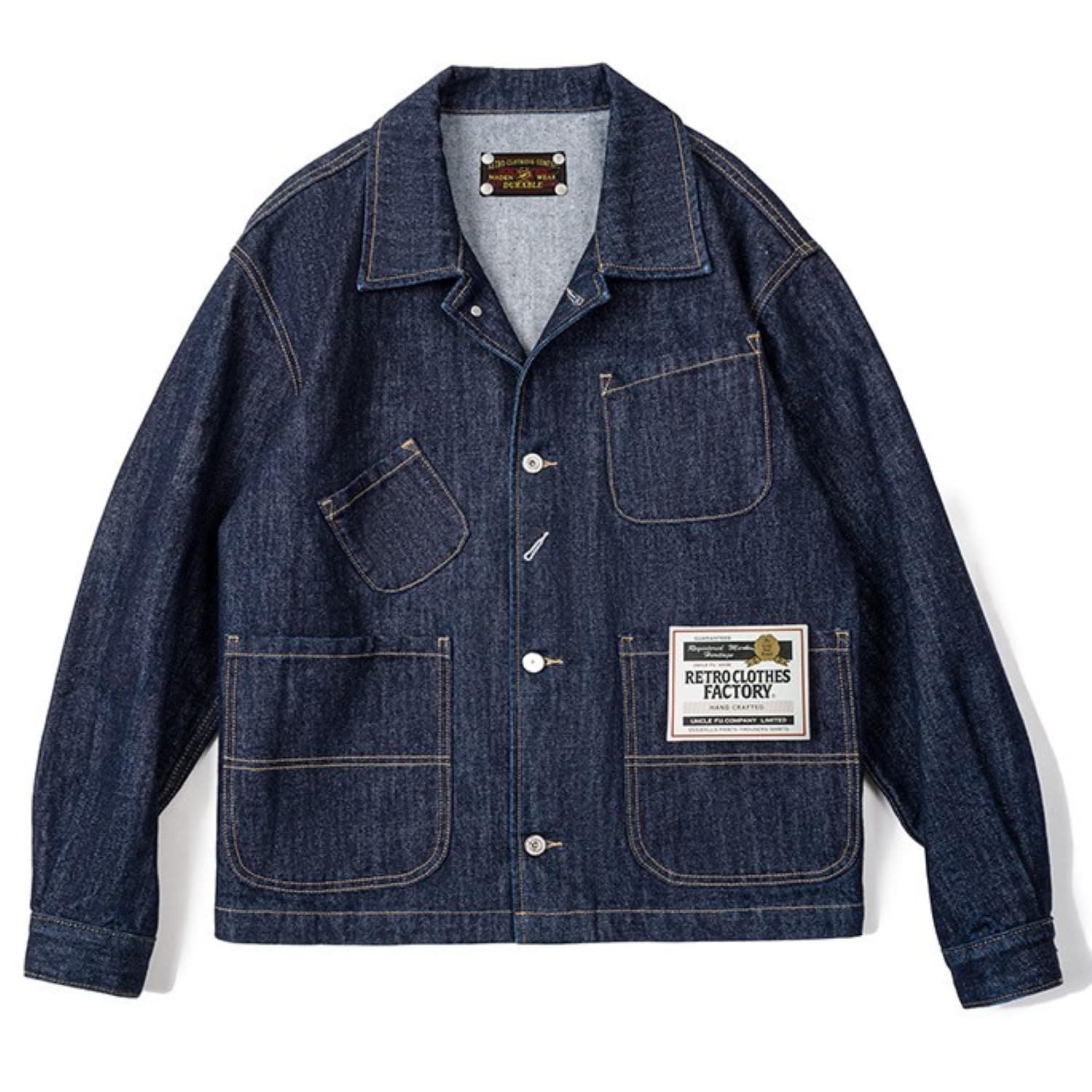 【ツタエル】採掘者のカバーオール ヴィンテージディティール/エンジニアジャケット チョアジャケット メンズ レディース アメカジ ヴィンテージ ツィル生地 デニム 綿 ワーク アウトドア (JP, ア