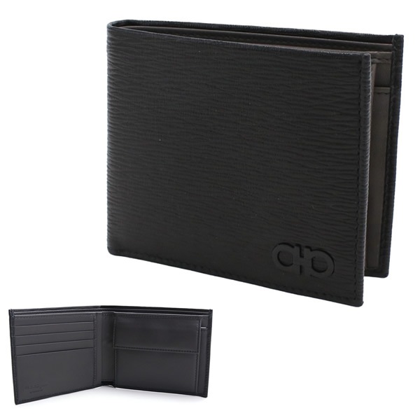 二つ折り財布 折り畳み 66-A065 REVIVAL GANC ブラック 二折財布小銭入付き メンズ