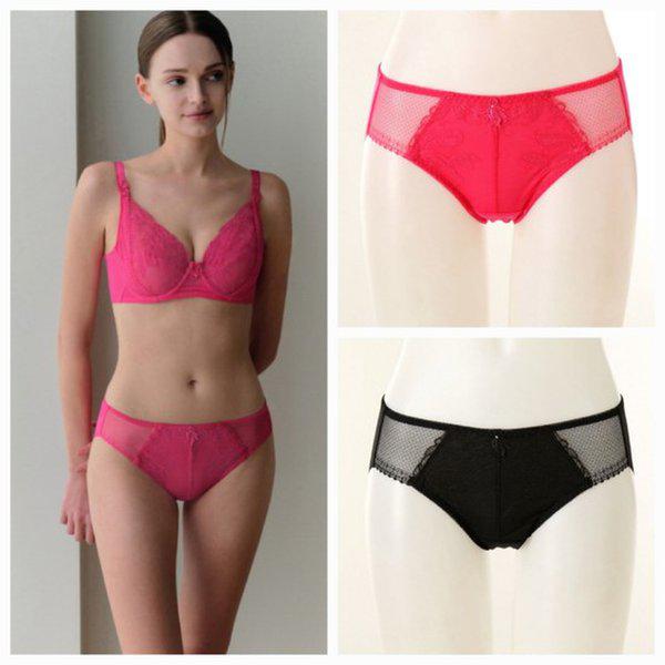 ブラックラベル)胸が小さく見えるモダンレース薄手セットヘムパンティーVPTB745H