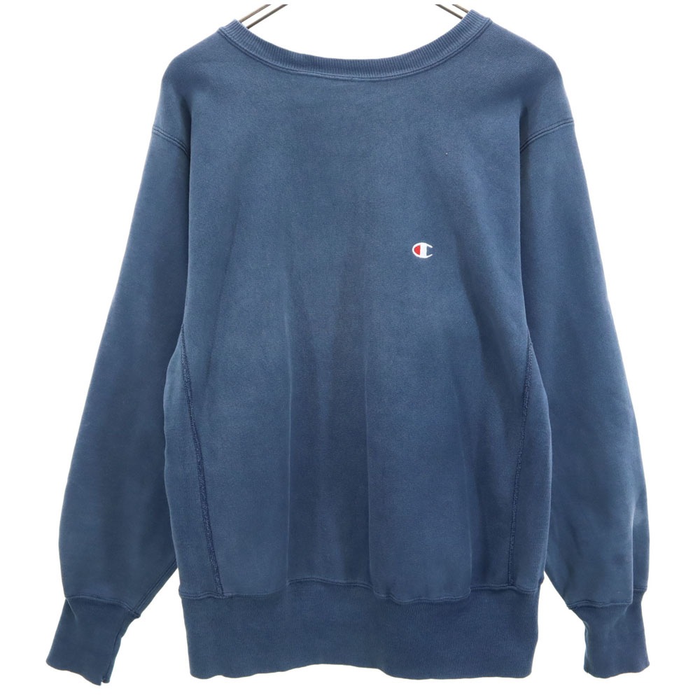90s USA製 リバースウィーブ 刺繍タグ オールド 長袖 スウェット トレーナー M ネイビー 裏起毛 メンズ