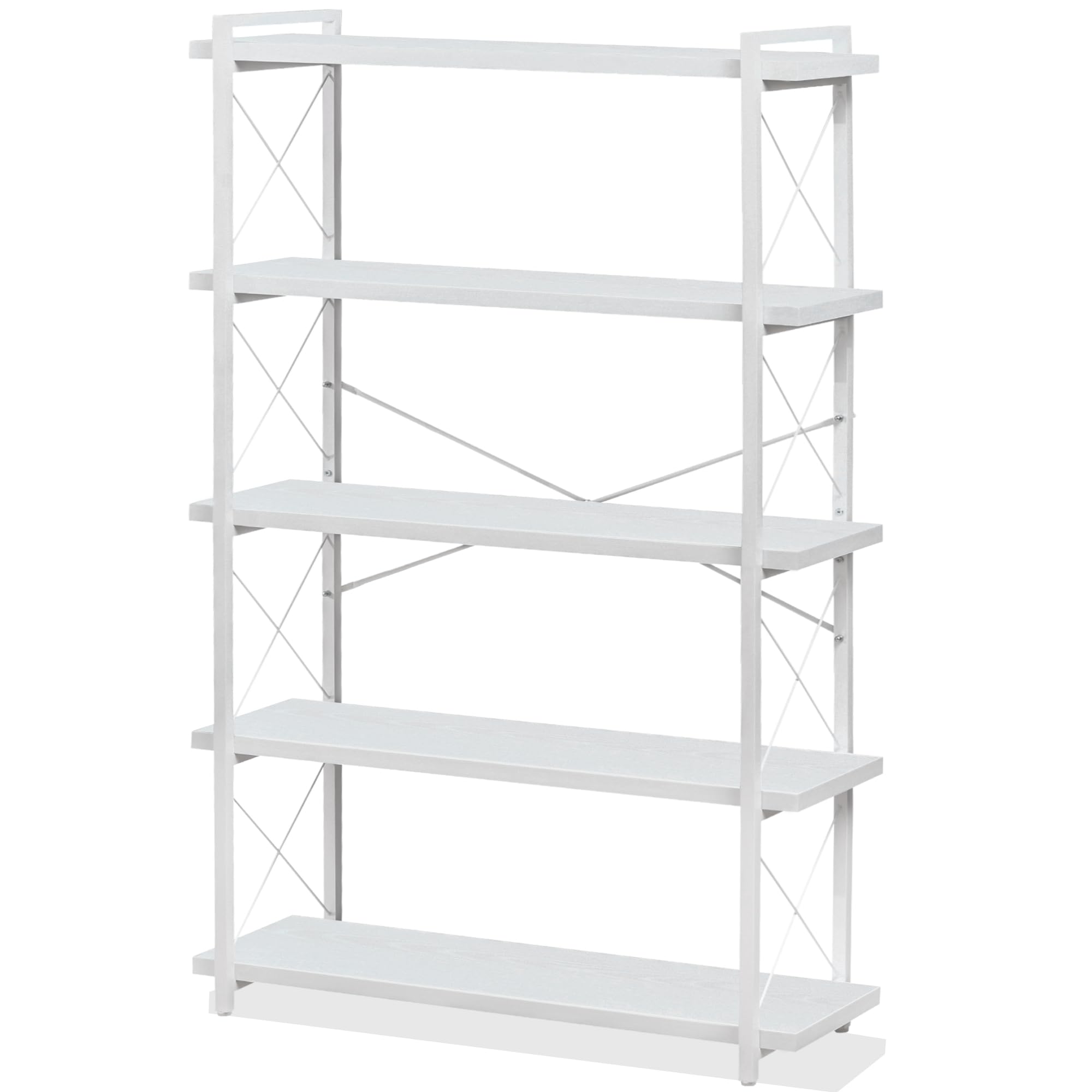 HCHQHS オープンラック オープンシェルフ 5段 幅90 木製 収納 棚 おしゃれ 本棚 オープンラック キッチンラック リビングラック 木目調 組立簡単 ホワイト