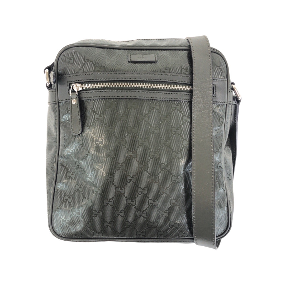 美品 GGインプリメ カーキ シルバー金具 レザー/PVC 201448 ショルダーバッグ メンズ 503518