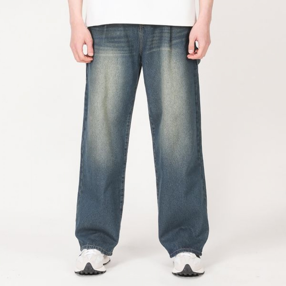 [ジュアンス] デイリーワイドワンタックカーペンターウォッシュデニムパンツGICP7064
