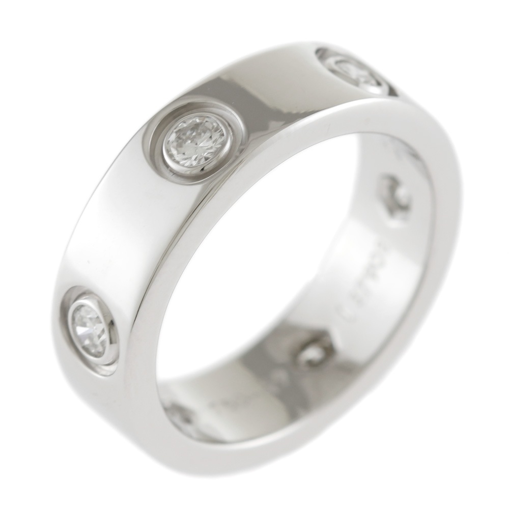 カルティエ ラブ フルダイヤモンド リング 指輪 9.5号 18金 K18ホワイトゴールド ダイヤモンド CARTIER 中古 美品