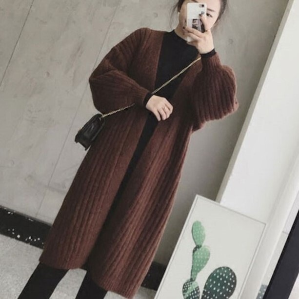 オーバーサイズ ニット カーディガン アウター カーディガン コート 前開き 編み込み ニット