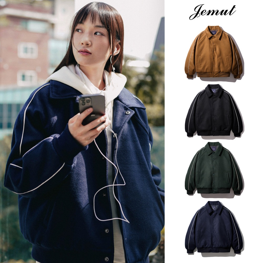 当店だけの限定モデル Line ジェモッ[JEMUT] piping jacket varsity