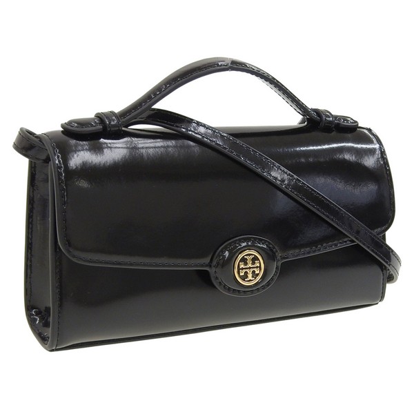 トリーバーチ バッグ レディース ショルダーバッグ レザー ブラック ROBINSON SPAZZOLATO TOP HANDLE CHAIN WALLET 164994-001 TORY BURCH