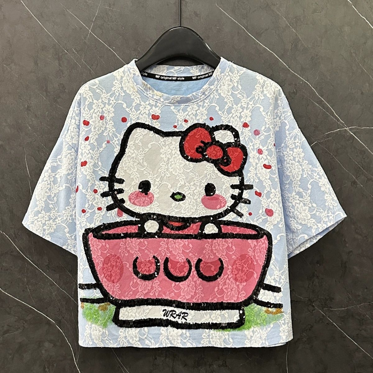 Lucky bag福袋25の甘い風レース刺繍猫半袖tシャツ女性ゆるいカジュアル上着