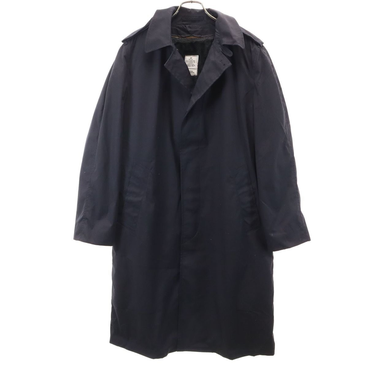 US NAVY アメリカ海軍 80s オールウェザーコート DLA ヴィンテージ ミリタリー ロングコート 36 ブラック系 ライナー メンズ 古着