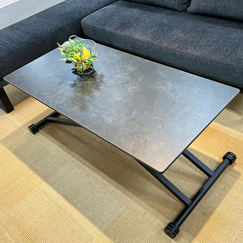 昇降式テーブル 120cm 大理石調ブラック （Gravity-グラフィティ-） 昇降テーブル 昇降 120 昇降式ダイニングテーブル リフティングテーブル テーブル 高さ調節 センターテーブル