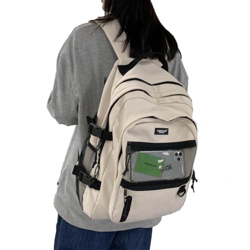 [ZESU] リュックレディースリュック大容量韓国リュックサック高校生カジュアルバッグアウトドア 男女バッグ高校生 中学生 登山 ビジネスバッグ レディース学生メンズ修学通勤通学 (キナリ)