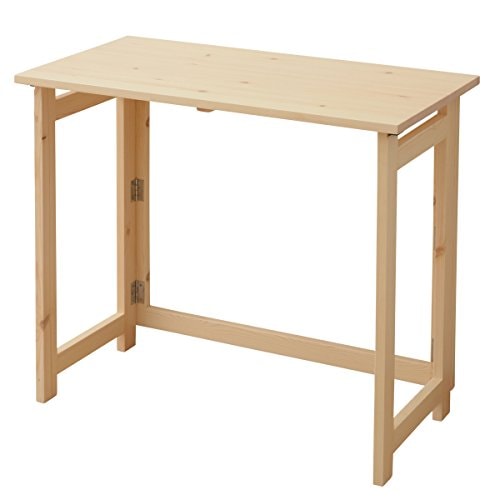 色：ナチュラル [山善] 折りたたみ デスク 幅80*奥行40*高さ70cm 木製 コンパクト 完成