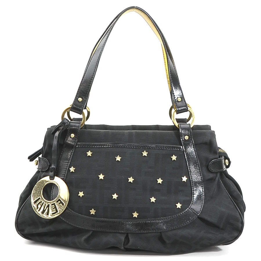 フェンディ FENDI ショルダーバッグ ズッカ キャンバス ブラック ゴールド レディース 8BR628-DXN e59396g