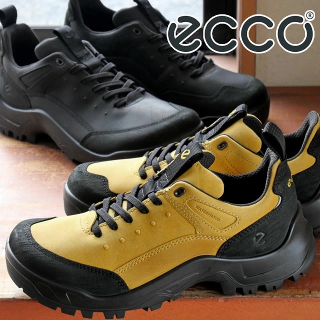 エコー 防水 スニーカー メンズ オフロードシュー ウォータープルーフ V2 ローカット 靴 脱ぎ履きしやすい カジュアルシューズ 822354 51052 ブラック/ブラック 黒 58277 ブラッ