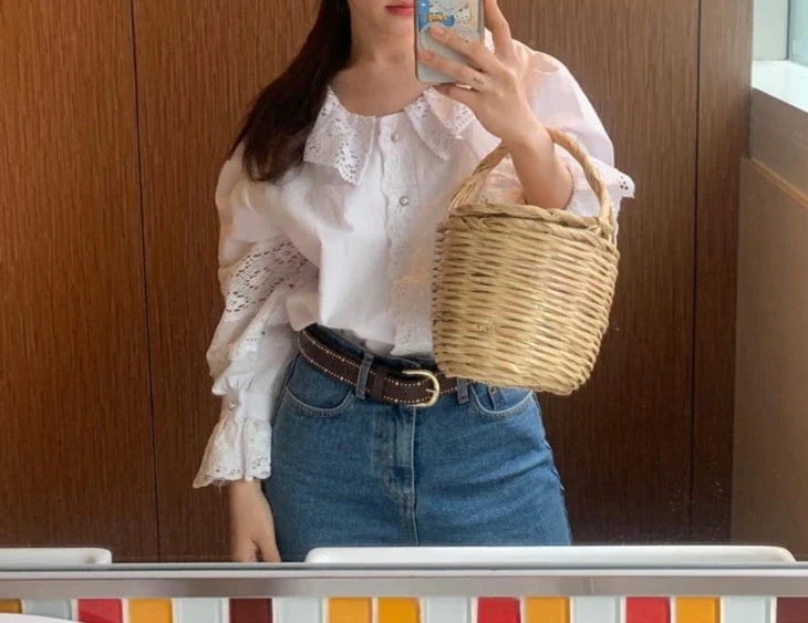 【急速出荷!】レース ブラウス レディース 春 夏 秋 シャツブラウス 長袖 ステッチ レーストップス きれいめ 上品 清楚 カジュアル ホワイト 白 韓国ファッション