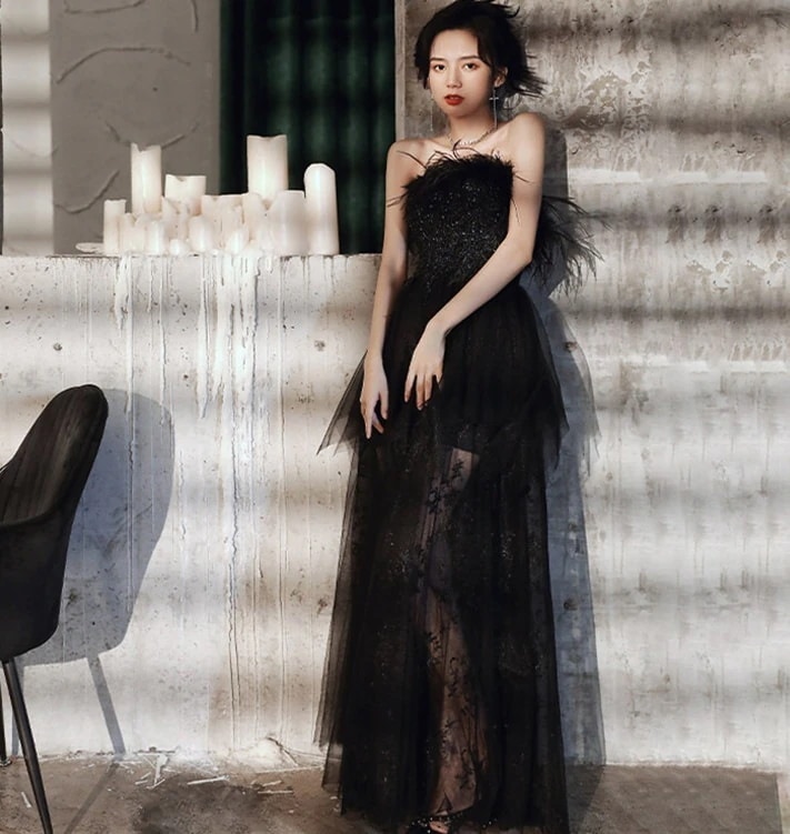 【送料無料】新しい韓国ファッションドレスウェディングドレスフォーマルドレスチャイナドレスパーティーVネックラウンドネック半袖長袖ワンショルダーAラインロングスカート高級395