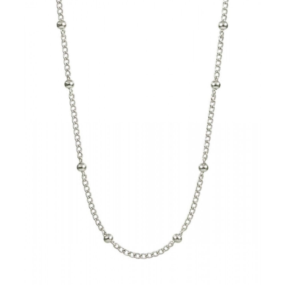 ALLEUN シルバー 925 シルバーボールカーブチェーンネックレス