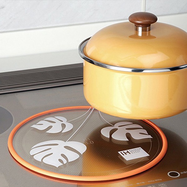 IHマット IHクッキングヒーターカバー 大 滑り止めリング付き 直径24.5cm ガラス IH保護マット IH用保護マット コンロマット 保護カバー 保護マット IH マット カバー 傷防止