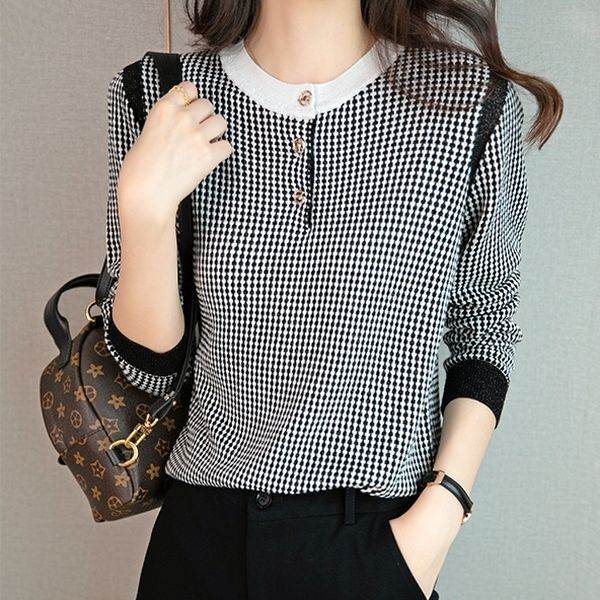 トップス ニットソー セーター レギュラー丈 長袖 ボタン ヘンリーネック クルーネック ストレート 個性的 S M L XL 2XL 黒 ネイビー かわいい 大人可愛い シンプル カジュアル 大人