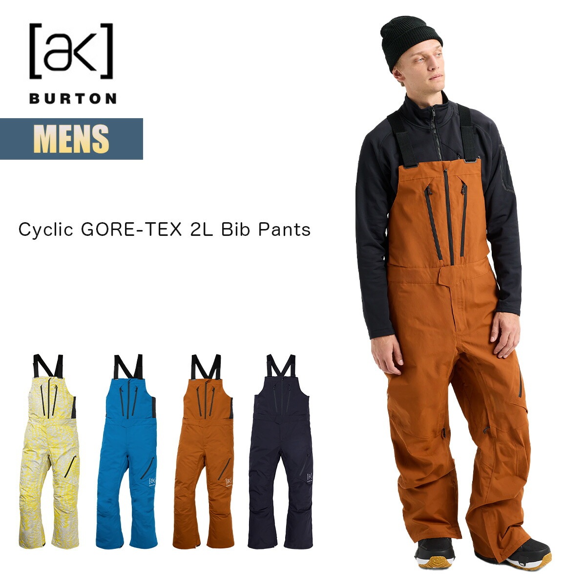 スノーボードウェア メンズ ビブパンツ 25-26 [ak] サイクリック ゴアテックス 2レイヤー W26JP-220601 Mens [ak] Cyclic GORE-TEX 2L