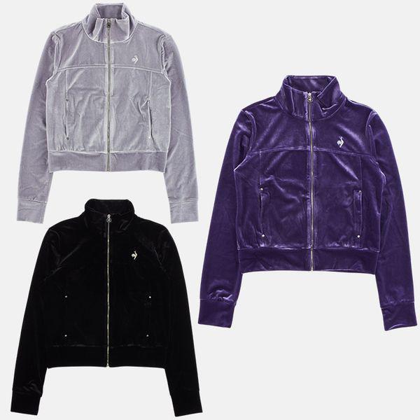 女性スリムフィット スタンネック テンション ベルベット ジップアップ QP422OFTO1_P407296557