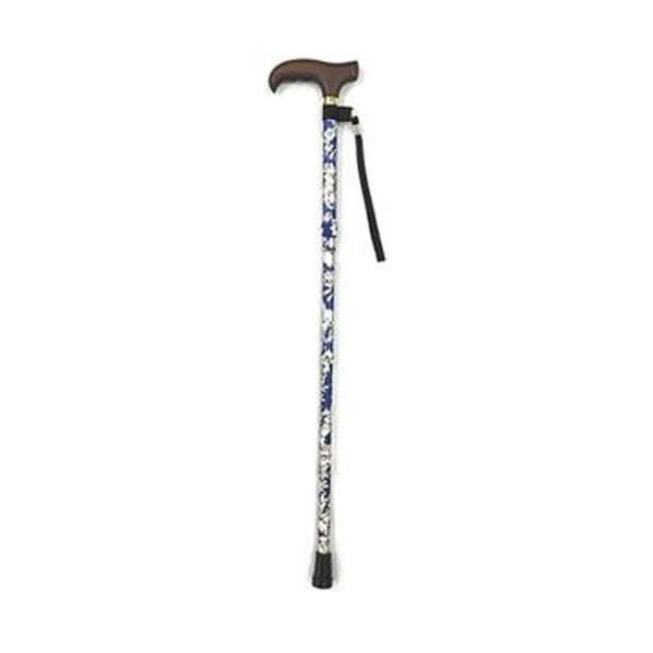 (まとめ)フジホーム ステッキ ベーシック折り畳みS 花柄青 WB3723 1本(×5セット)