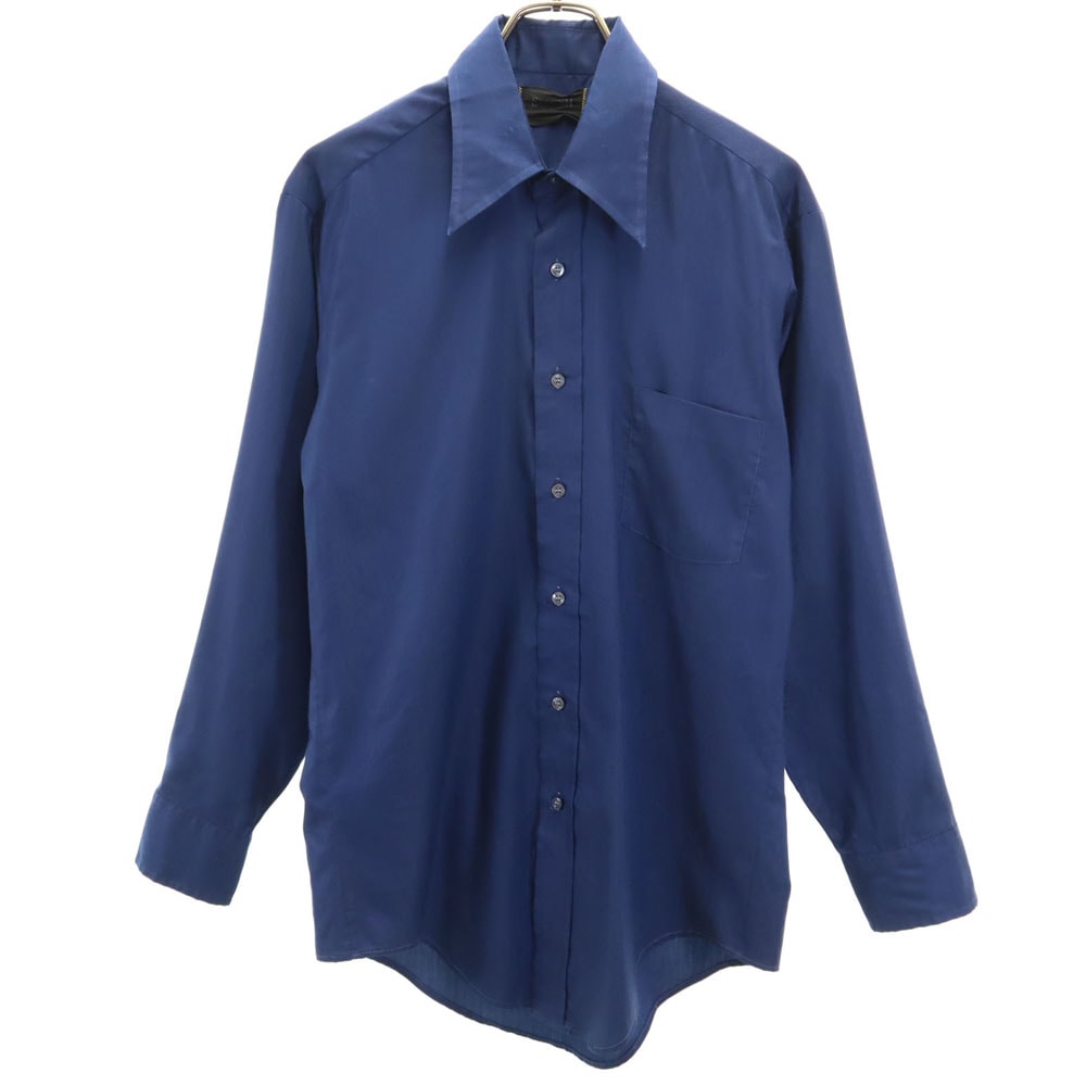 70s ヴィンテージ 長袖 シャツ ネイビー メンズ
