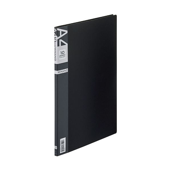 (まとめ) ライオン事務器 クリアーブックMINANO(ミナノ) A4タテ 10ポケット 背幅8mm ブラック CR-10M 1冊 (×30セット)
