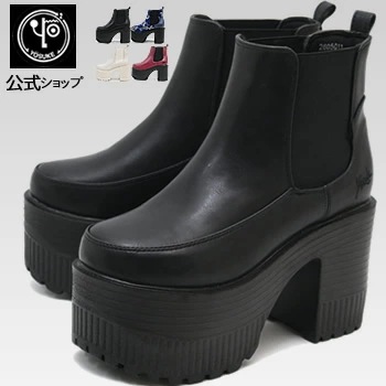 ヨースケ 厚底ブーツ レディース 約10cm 厚底ヒール サイドゴアブーツ 靴 公式SHOP特典キズ補修液付