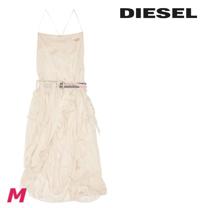 ノースリーブワンピース ドレス レディース D-CLAES ベルト付き シルク シフォンレイヤー die-l-t-f4-6hd