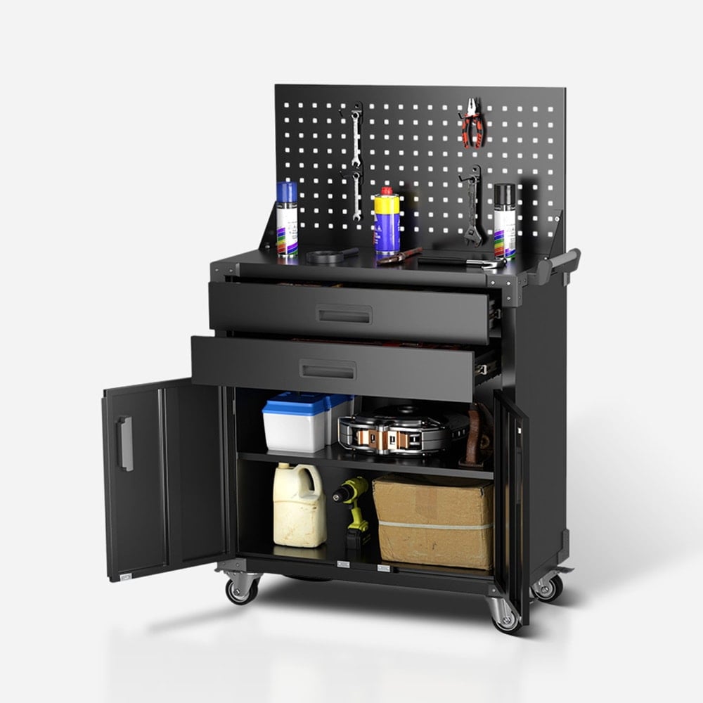 【国内即日発送】ツールキャビネット ツールワゴン ツールカート工具カート 可動棚付き ロールキャビネット スチール ローラーキャビネットハンドルフック付引き出し鍵付き キャスター付き ロック付き 24,976円