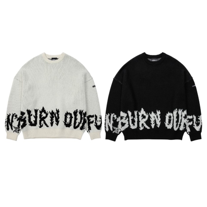 Oversized Under Slogan Wool Knit Sweater