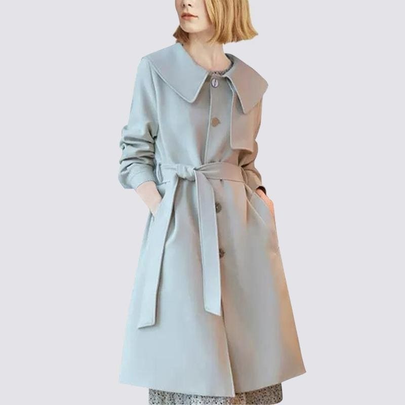 春トレンチコート2023コート無地トップスセミロング丈 可愛い若見え春アウター引き締め着痩せ効果