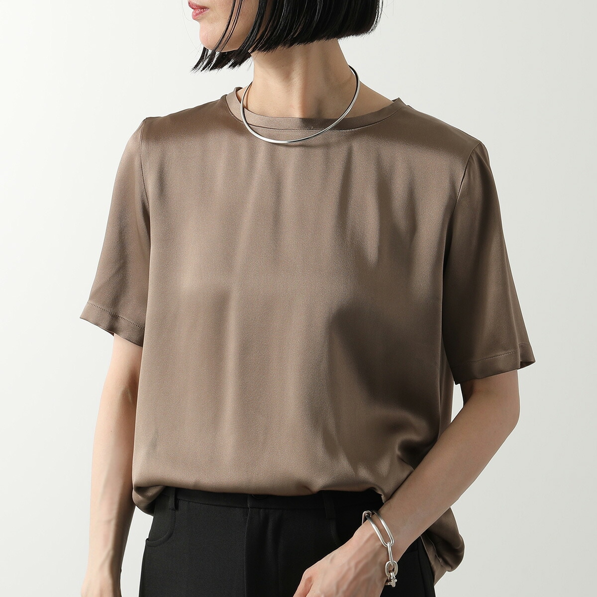 S MAX MARA エス マックスマーラ Tシャツ REBBY レビー レディース 半袖 カットソー サテン クルーネック 020