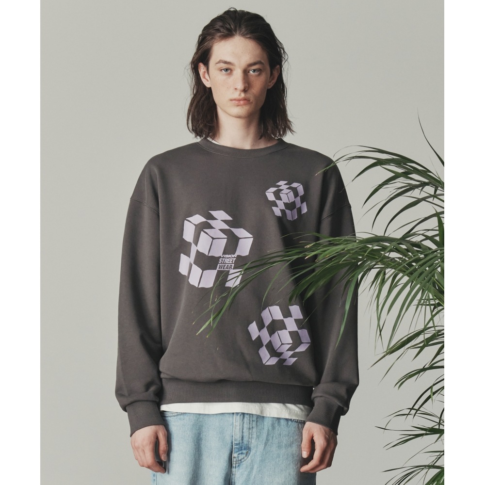 VISION StreetWEAR VSW キューブ クルーネック チャコール