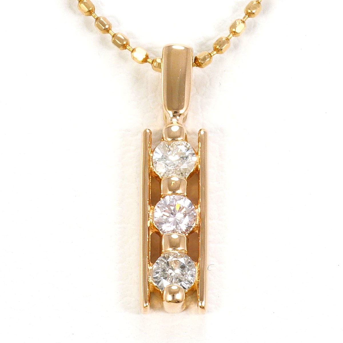 K14 14金 YG イエローゴールド ネックレス ダイヤモンド 0.14ct 総重量約1.6g 約40cm 中古